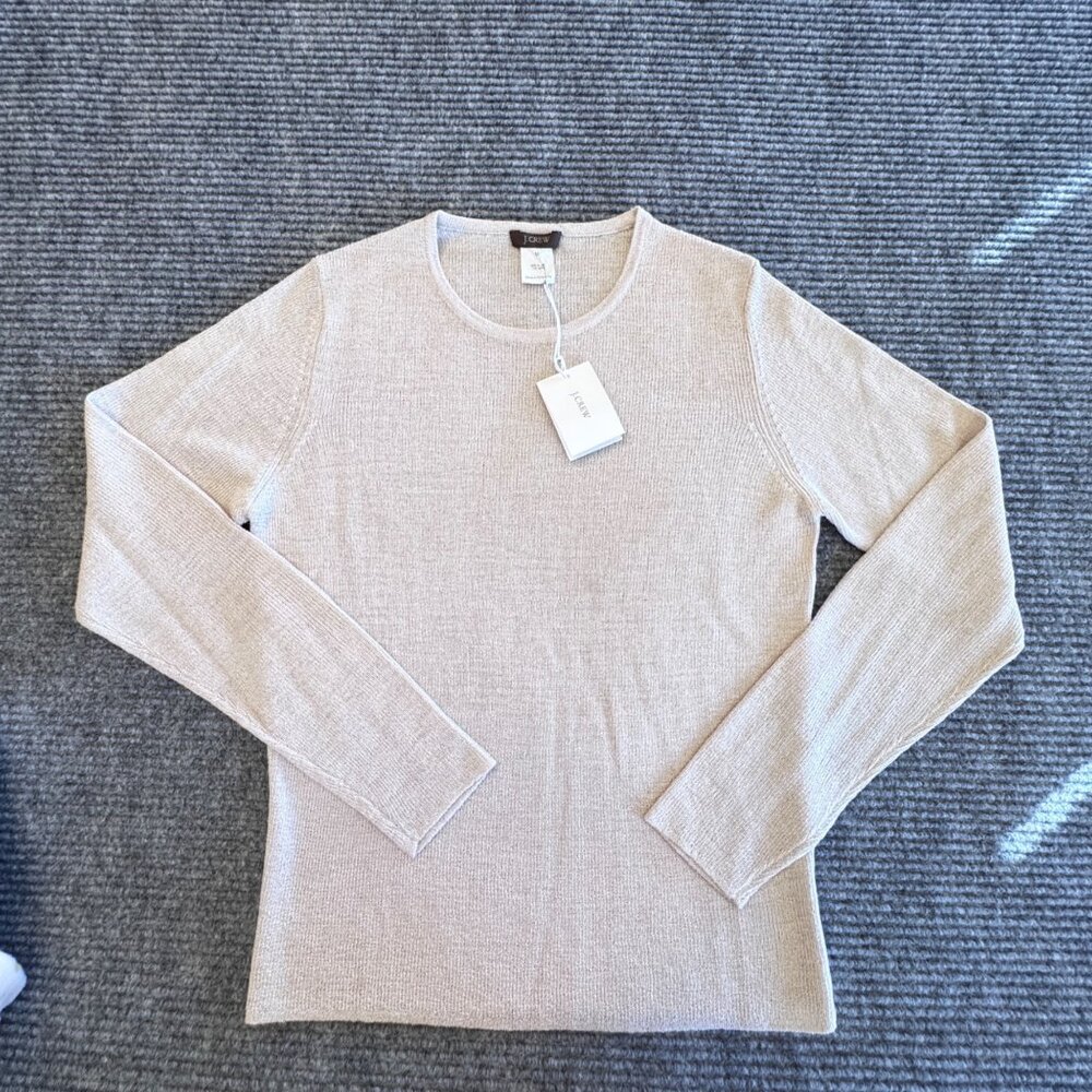 Vintage Y2K J Crew NWT Beige Pullover Sweater Acrylic Nylon Hong Kong Women's M